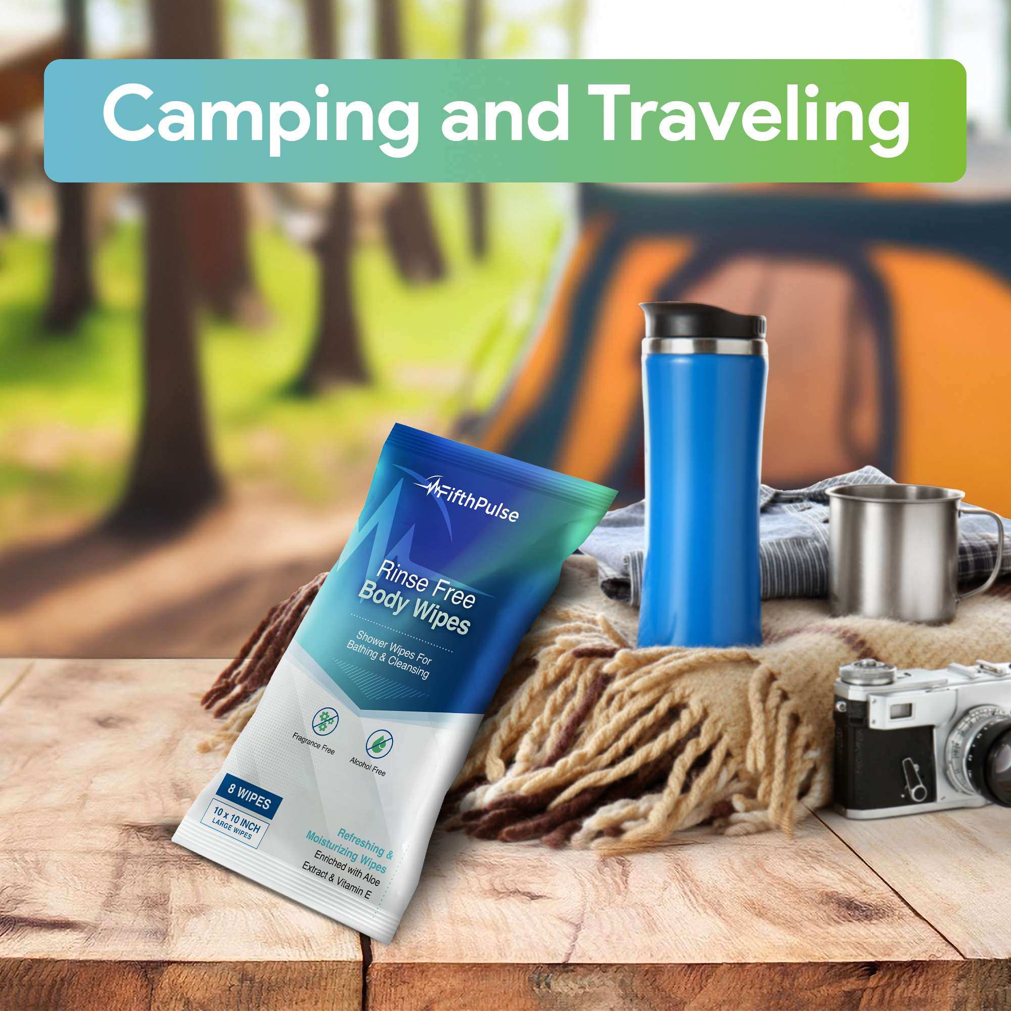 FifthPulse XL Rinse Free Adult Body Wipes for Men and Women