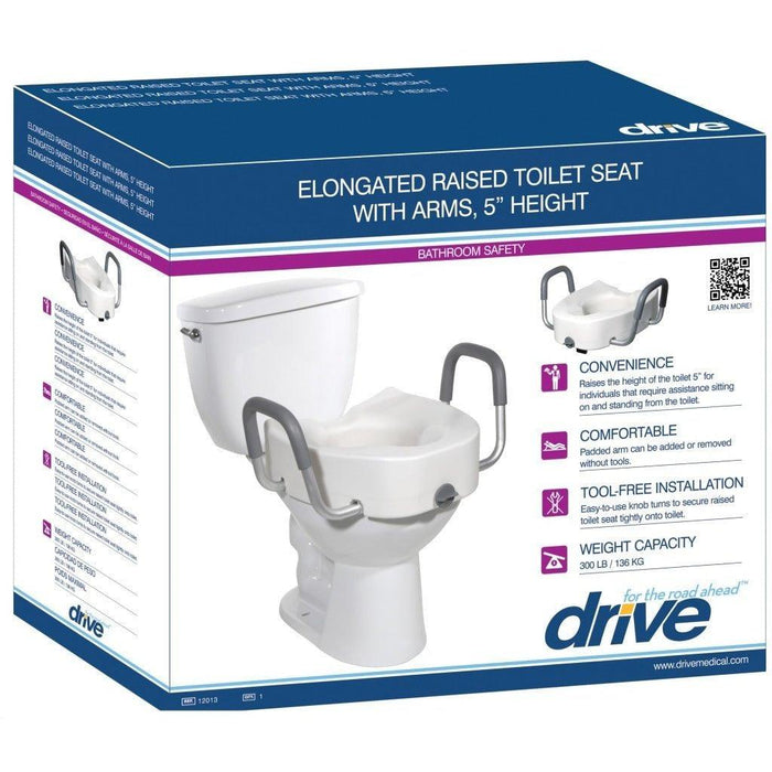 Drive Medical Premium Plastic Raised Toilet Seat - Elongated