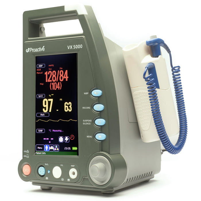 Proactive Medical Protekt VX 5000 Vital Signs Monitor with Stand - Basket & Wheels – NIBP - SpO2 - Pulse - Temperature