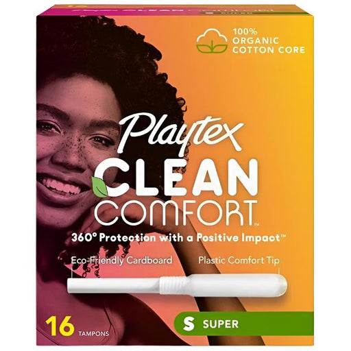 Playtex Clean Comfort Organic Cotton Tampons Super Regular Absorbency