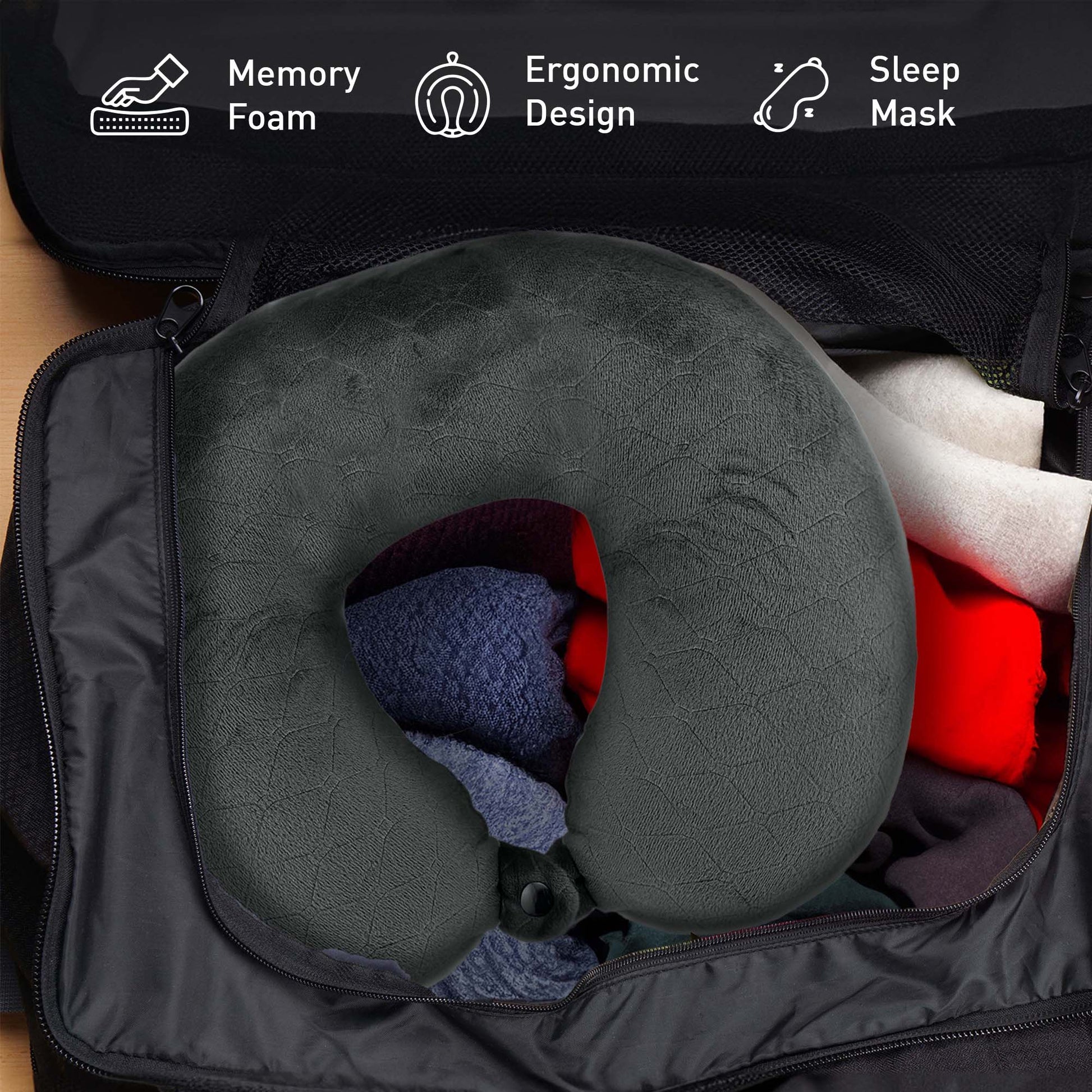 Pursonic Memory Foam Travel Pillow with Sleep Mask and Purtag Tracker Traveler Bundle shophomemed