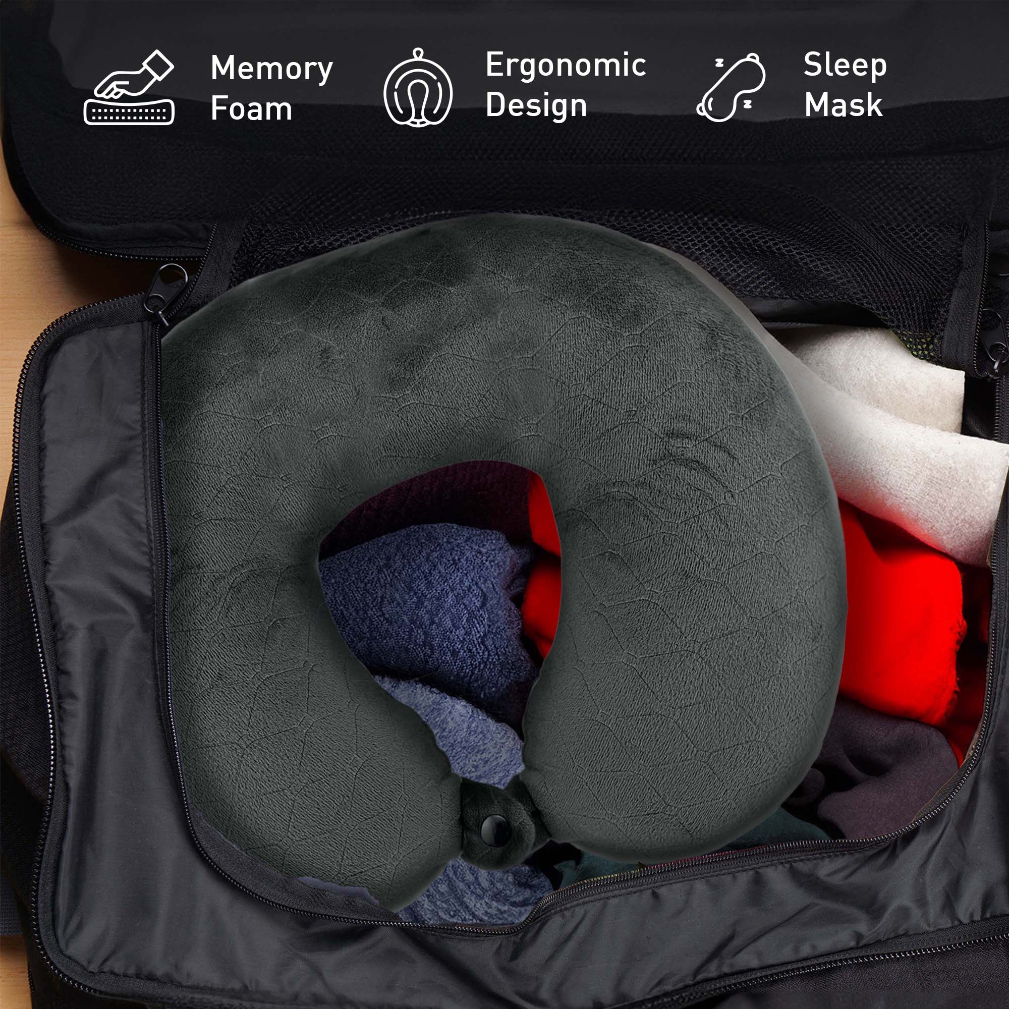 Pursonic Memory Foam Travel Pillow with Sleep Mask and Purtag Tracker Traveler Bundle shophomemed
