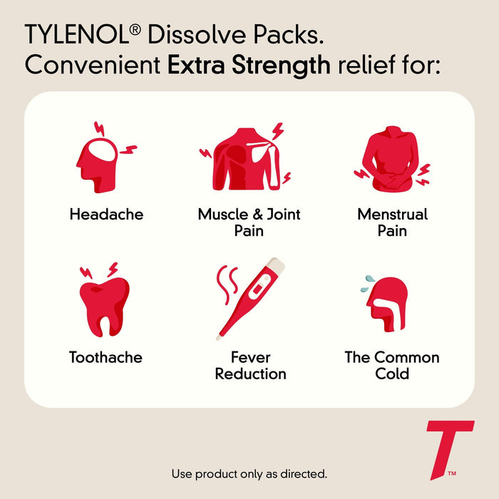 Tylenol Extra Strength Acetaminophen Dissolve Pack Berry - 12 Packets