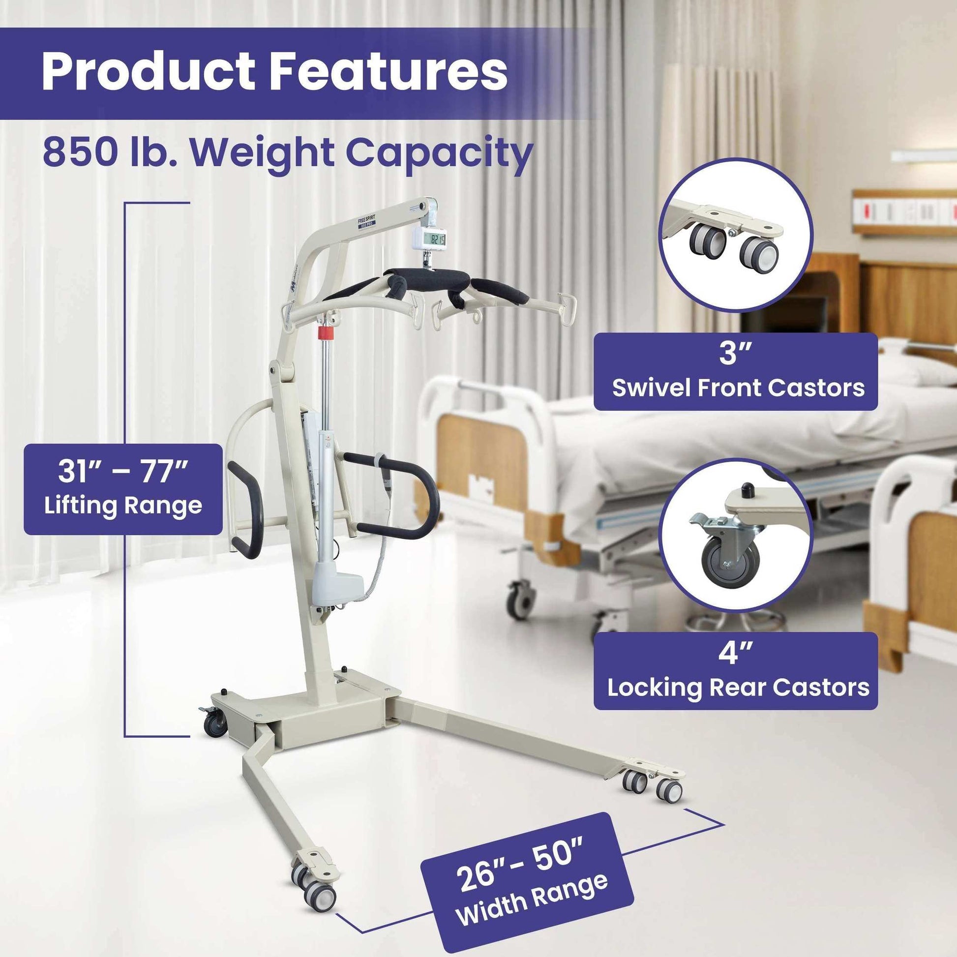 Medacure Bariatric Free Spirit Battery Powered Lift with Scale - 850lb