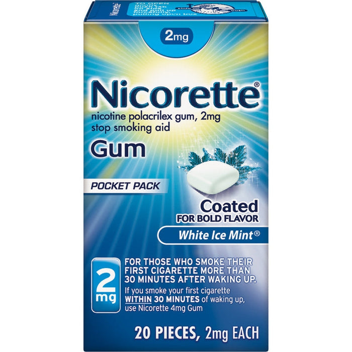 Nicorette 2mg Stop Smoking Aid Gum White Ice Mint - 20Ct