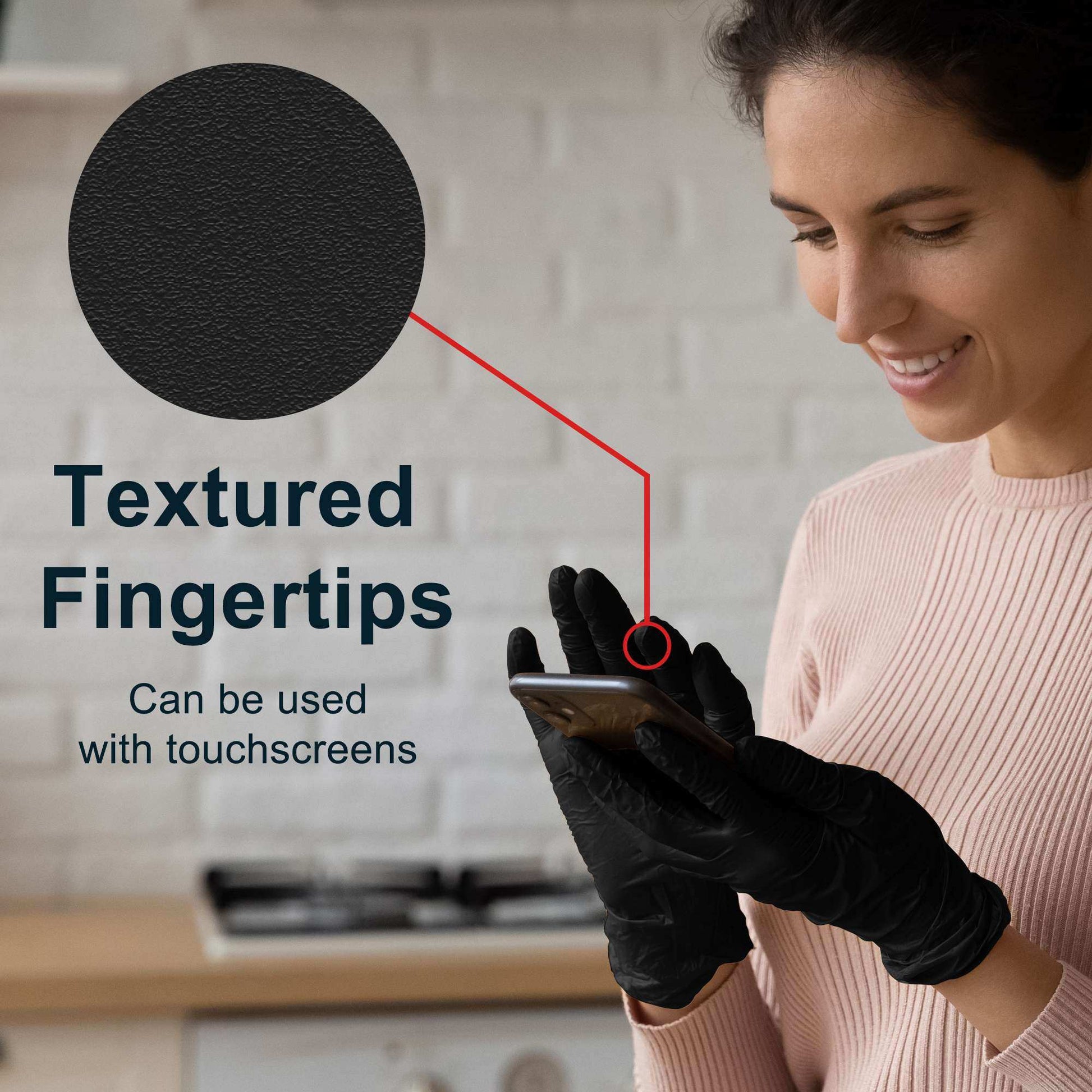 FifthPulse Biodegradable Gloves Latex-Free Powder Free Medical Exam Black