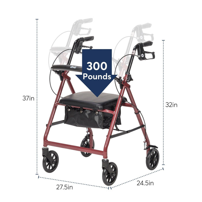 Drive Medical Rollator Walker with Folding Back Support & Padded Seat - Shop Home Med