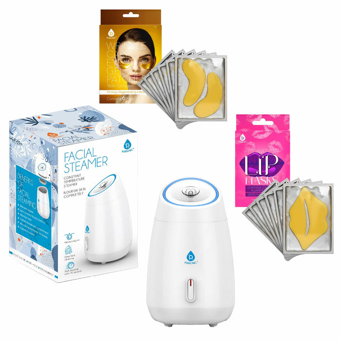 Pursonic Facial Steamer & Skincare Set: 6 Eye Masks Lip Masks Pimple Patches