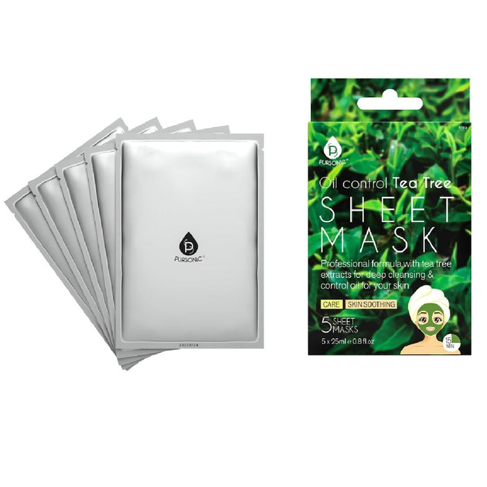 Pursonic Oil Control Tea Tree Sheet Mask - 5 Ct