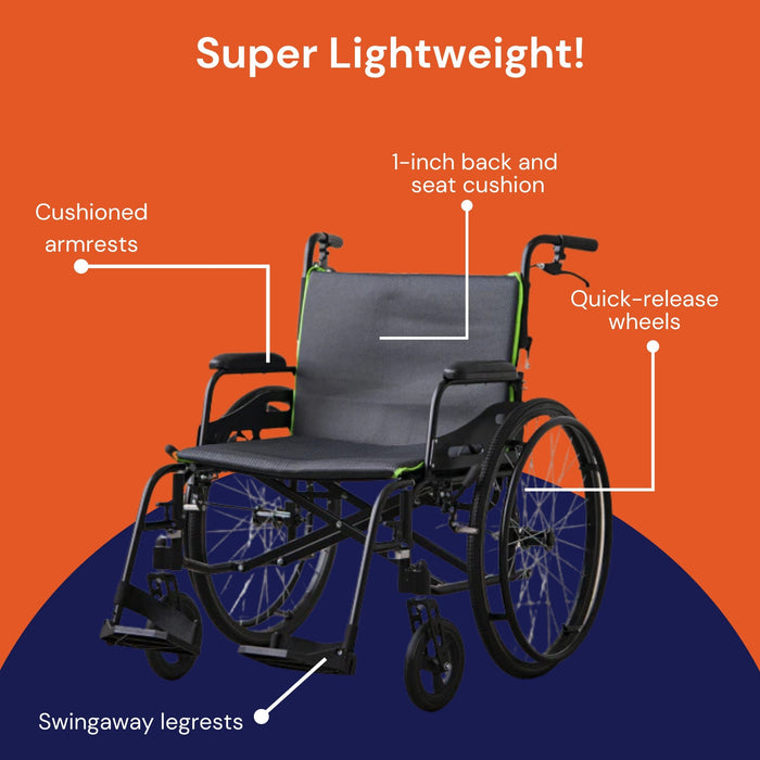 Feather Lightweight Bariatric Wheelchair Extra Wide World's Most Lightweight ONLY 15 lbs.