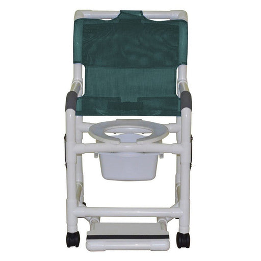 MJM International Double Drop Arms PVC Shower Chair w/ 10 Qt Commode Pail