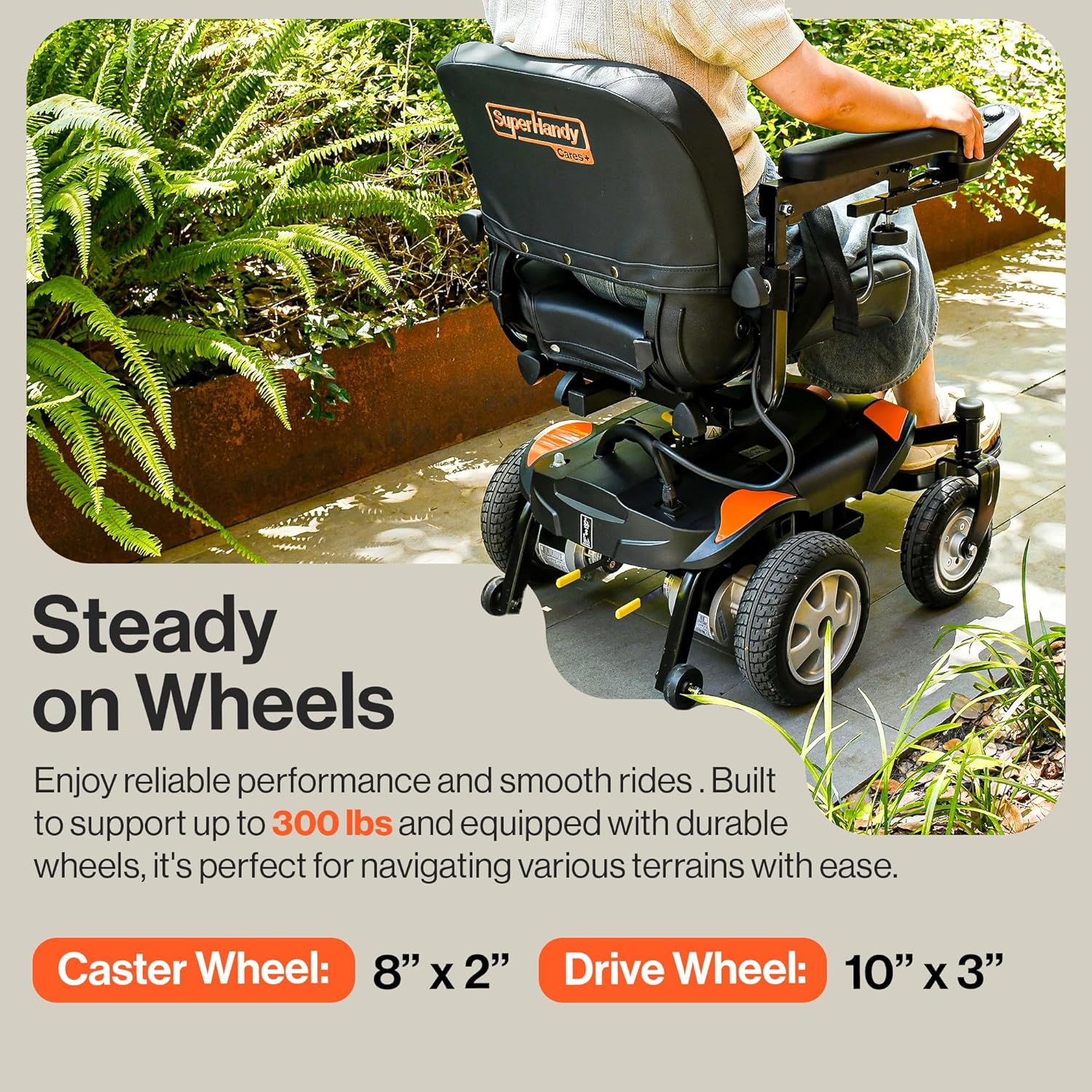 SuperHandy GoRide CRZ Powerchair - 300lb Capacity Rear-Wheel Drive 6.7 Mile Range Power Wheelchair