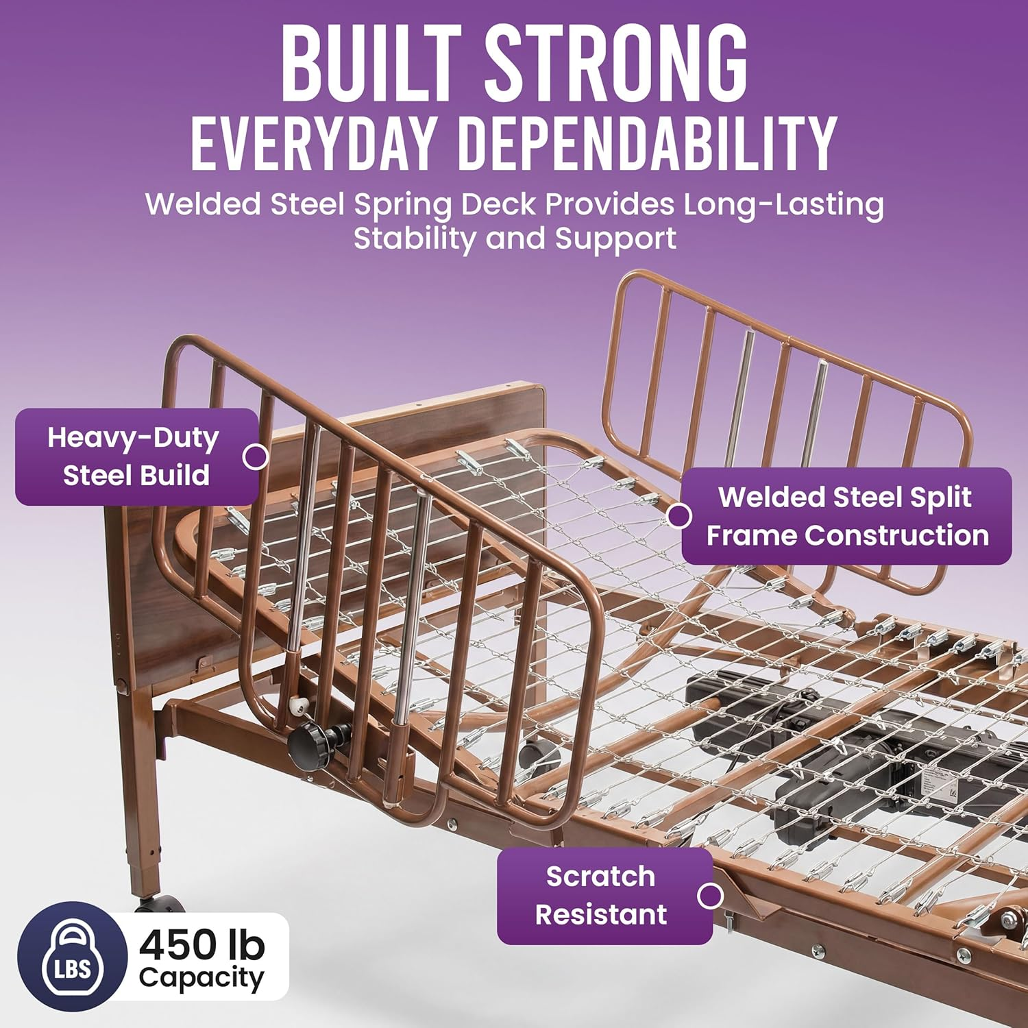 Full Electric Hospital Bed - Foam Mattress - Full Rails - 36x80 Adjustable Height