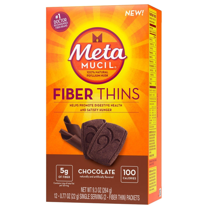 Metamucil Chocolate Fiber Thins Psyllium Husk Supplement - 12 Ct