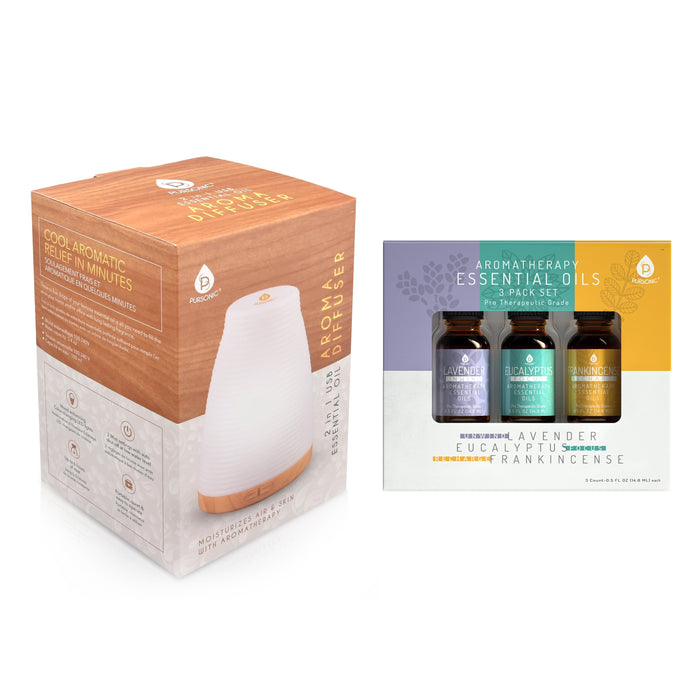 Pursonic 2-in-1 USB Aromatherapy Diffuser & Essential Oil Set: 300ml 7 Lights