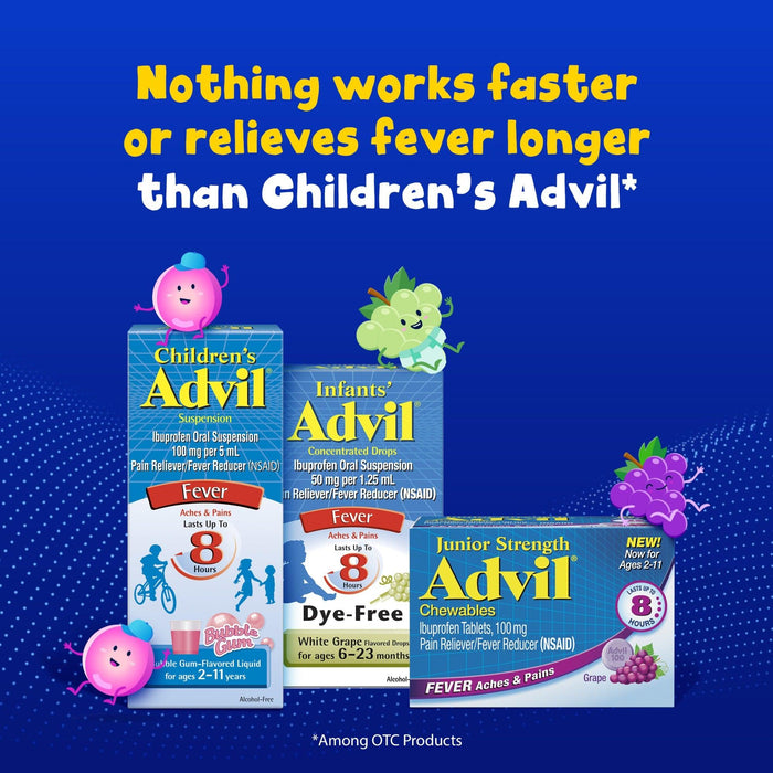 Advil Junior Strength Ibuprofen Chewable Tablets Grape - 24 Count - Shop Home Med