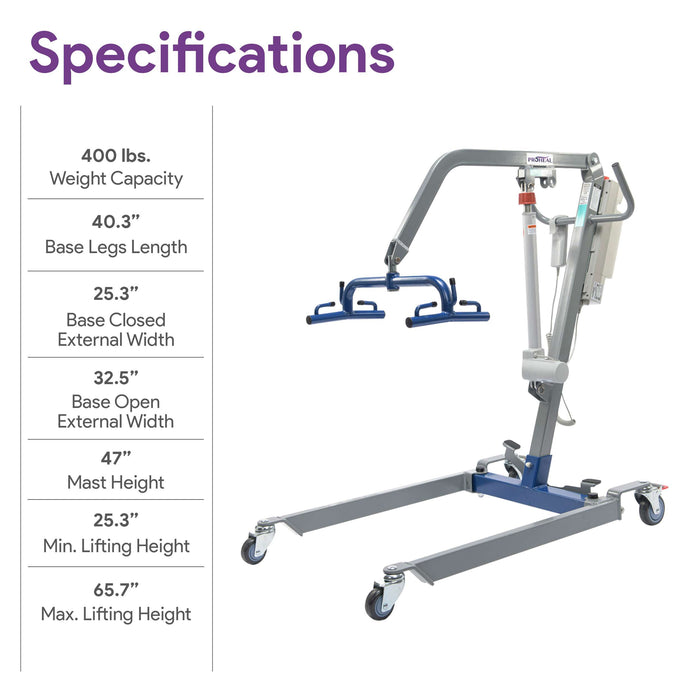 Hydraulic Patient Lift with Electric Upgrade - 400 lb Weight Capacity