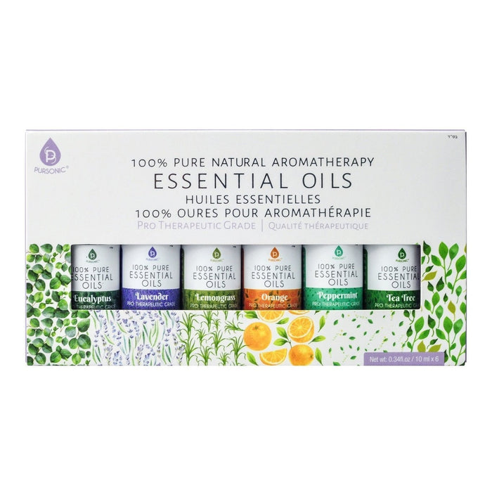 Pursonic 100% Pure Essential Oil Blends & Aromatherapy Oils Set - 6 Varieties