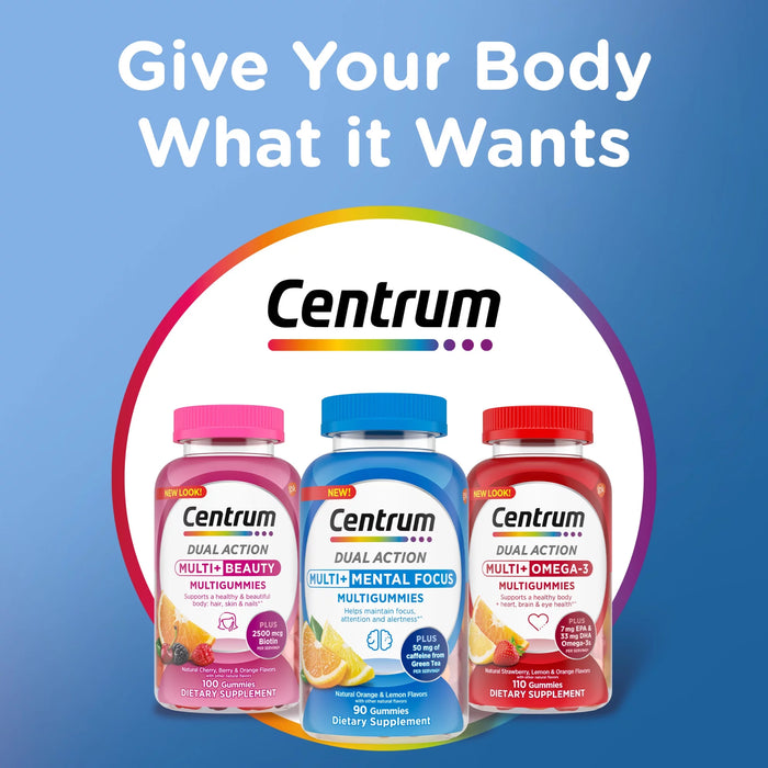 Centrum Multigummies Multi+ Dual Action Gummy Vitamins for Mental Focus - 90 Ct