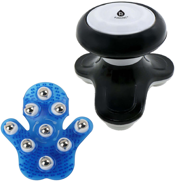 Pursonic Palm-Shaped Massage Glove + Handheld Electric Sport Massager Relaxation and Recovery Bundle shophomemed