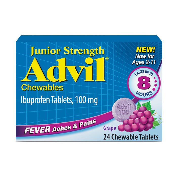 Advil Junior Strength Ibuprofen Chewable Tablets Grape - 24 Count - Shop Home Med