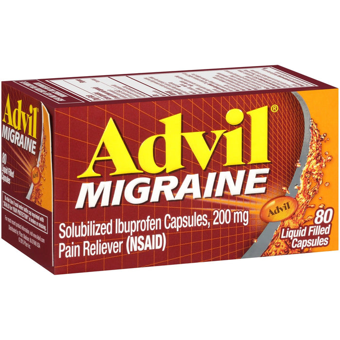 Advil Migraine Pain Reliever Ibuprofen Liquid-Filled Capsules - 80 Ct - Shop Home Med