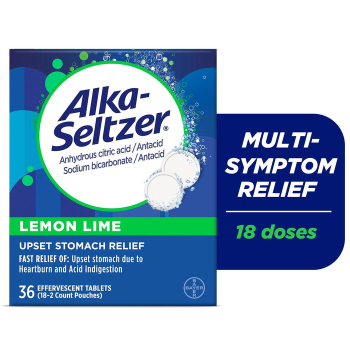 Alka-Seltzer Heartburn Relief Effervescent Tablets Lemon Lime - 36 Ct
