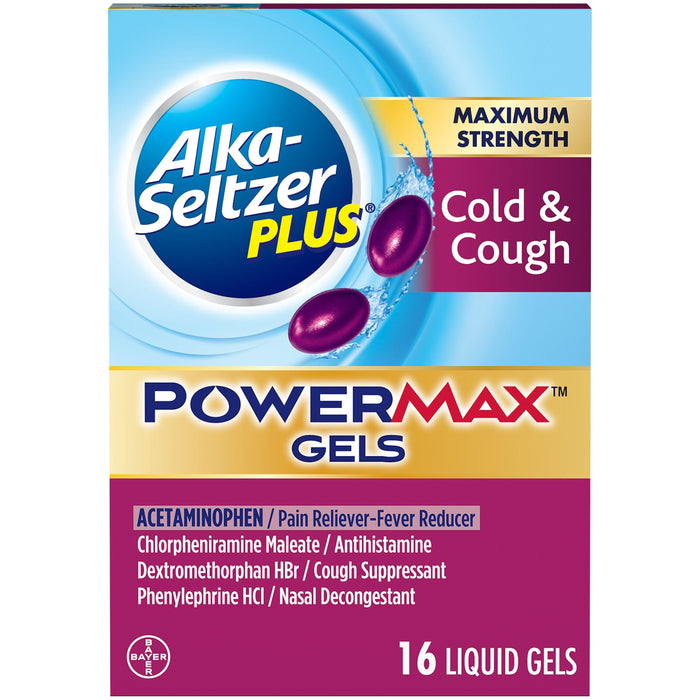 Alka-Seltzer Plus Max Strength Cold & Cough Powermax Gels - 16 Count