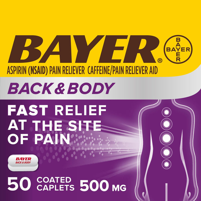 Bayer Extra Strength Back & Body Pain Reliever Aspirin with Caffeine Caplets