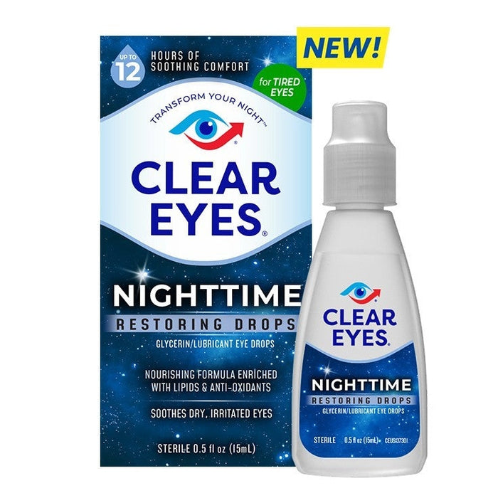 Clear Eyes Nighttime Restoring Eye Drops - 0.5 Oz