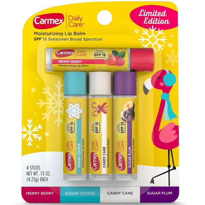 Carmex Daily Care Limited Edition Moisturizing Lip Balm SPF 15 - Pack of 4