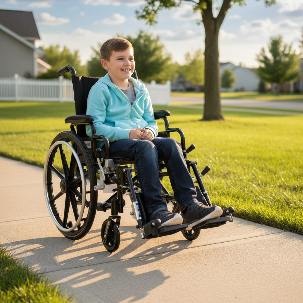 Proactive Premium Pediatric Lightweight Foldable Wheelchair Nylon Padded with Anti-Tippers