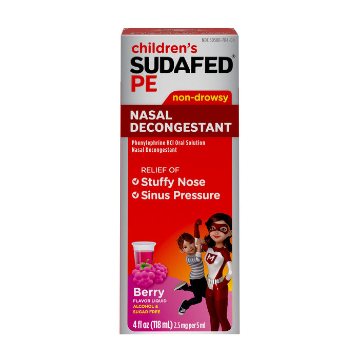 Sudafed PE Children's Nasal Decongestant Liquid Medicine - Berry