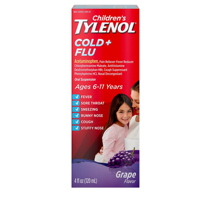 Tylenol Children's Cold & Flu Liquid Oral Suspension Grape - 4 fl. oz - Shop Home Med