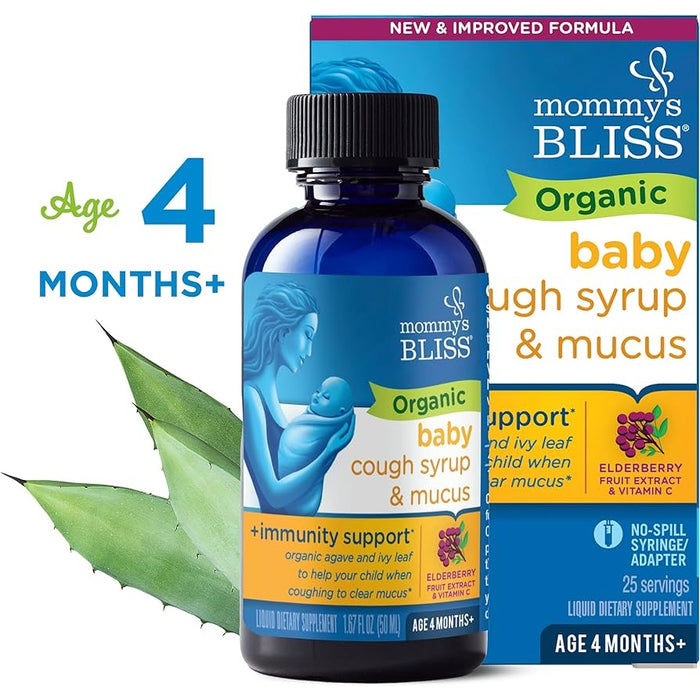 Mommy's Bliss Organic Baby Cough Syrup & Mucus + Immunity Support 4 Months+