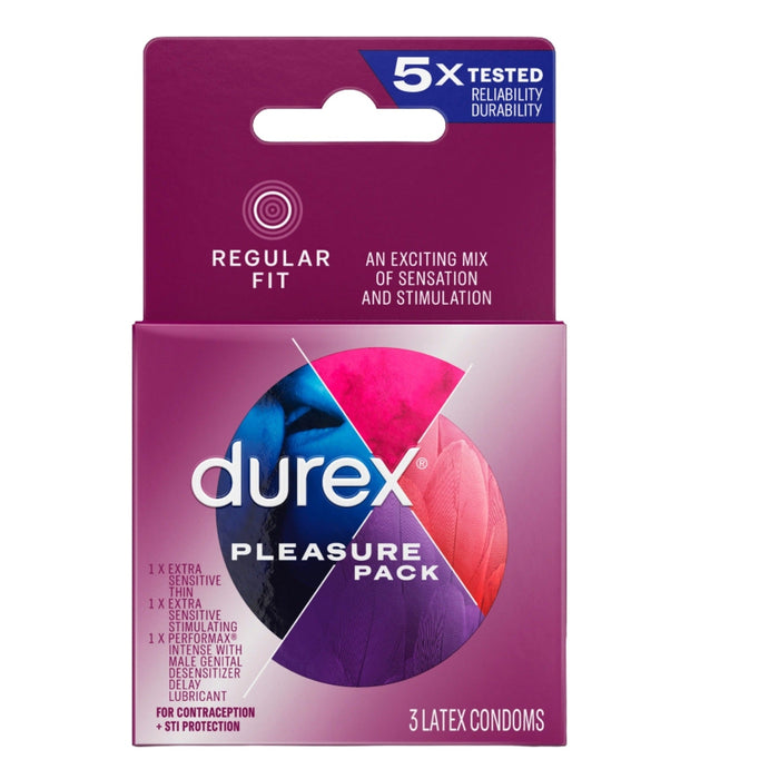 Durex Pleasure Pack Assorted Natural Latex Regular Fit Condoms