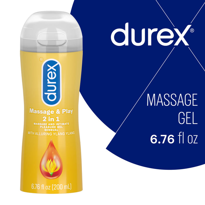 Durex Massage & Play 2 in 1 Pleasure Gel Personal Lubricant Ylang Ylang - 6.76 Oz