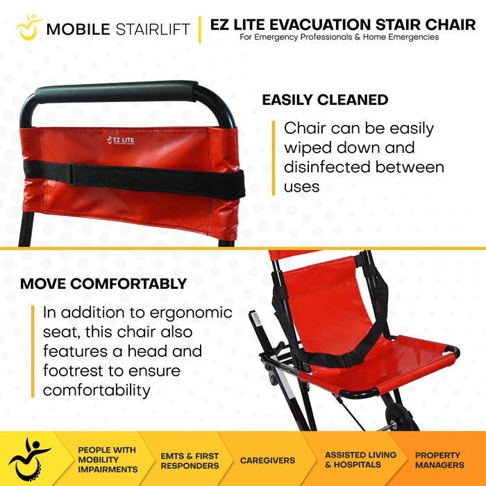 EZ LITE Evacuation Foldable Medical Stair Lift Chair Portable Emergency Transport Stair Chair