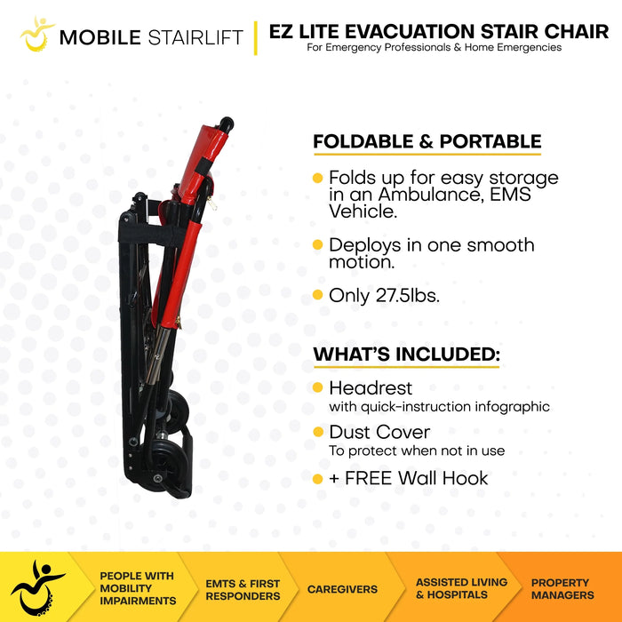 EZ LITE Evacuation Foldable Medical Stair Lift Chair Portable Emergency Transport Stair Chair