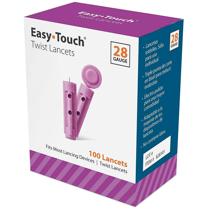 Easy Touch Twist Lancets 28 Gauge - 100 Ct