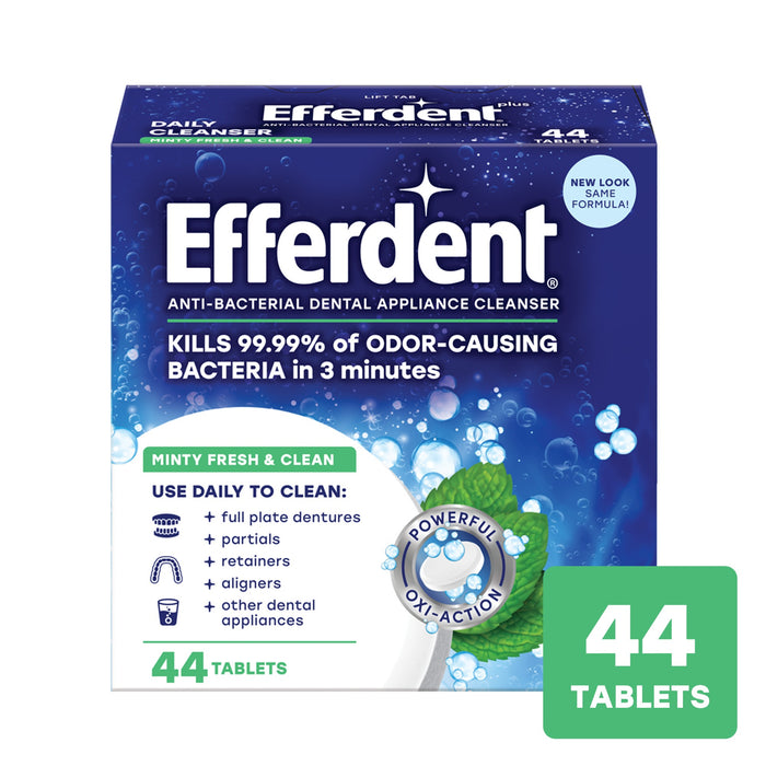 Efferdent Plus Mint Anti-Bacterial Denture Cleanser Tablets - 126 ct.