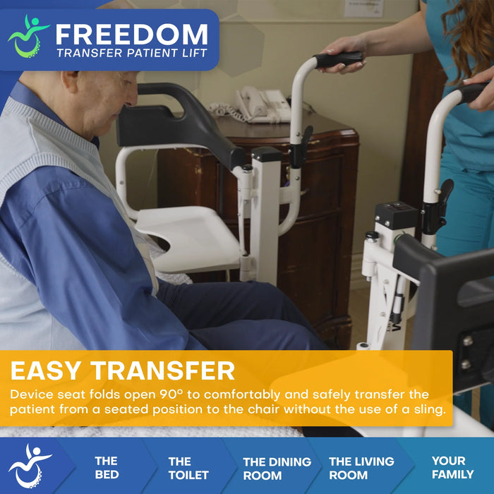 Freedom Transfer Patient Lift with Adjustable Seat Height & Commode Pail