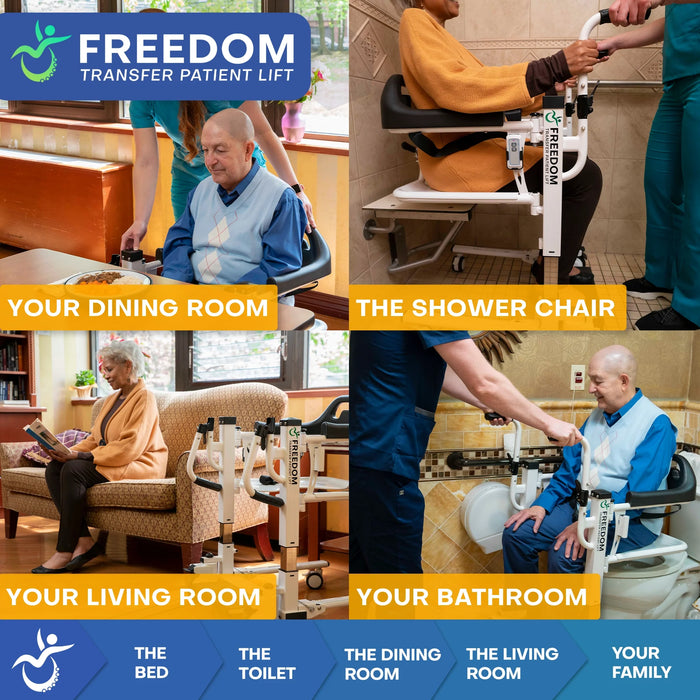 Freedom Transfer Patient Lift with Adjustable Seat Height & Commode Pail