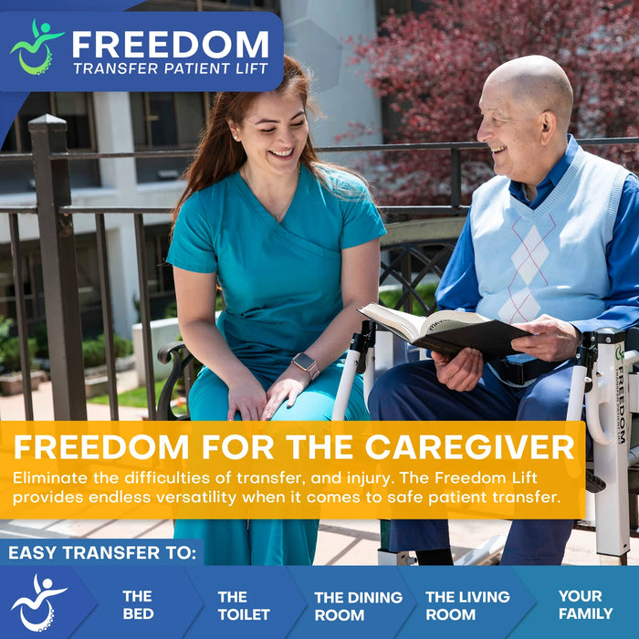 Freedom Transfer Patient Lift with Adjustable Seat Height & Commode Pail