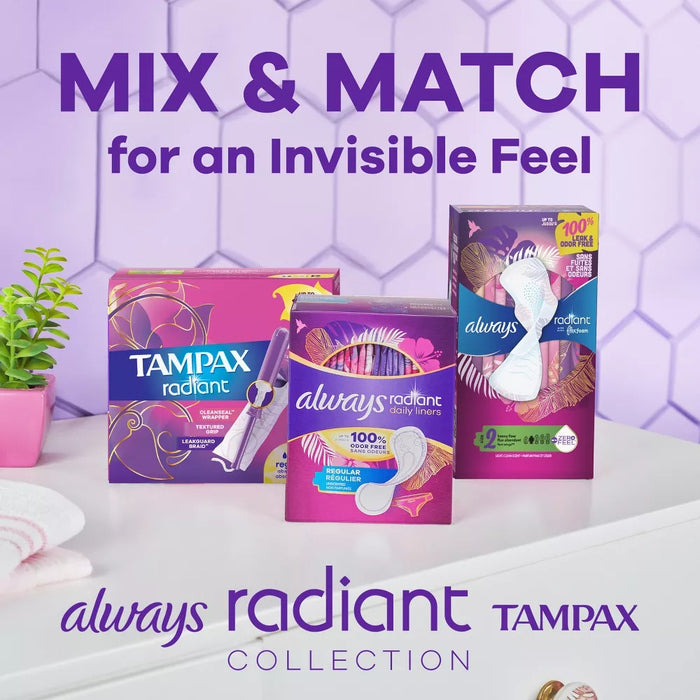 Tampax Radiant Compact Unscented Plastic Tampons