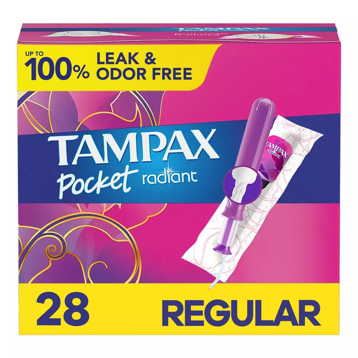 Tampax Pocket Radiant Compact Tampons Regular Super Absorbency - Unscented