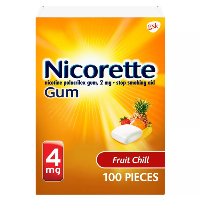 Nicorette Smoking Cessation Aid 4Mg Gum Fruit Chill - 100Ct