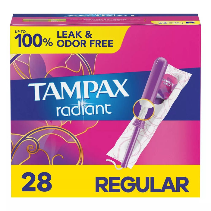 Tampax Radiant Compact Unscented Plastic Tampons