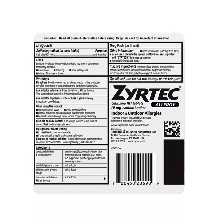 Zyrtec 24 Hour Allergy Relief Tablets