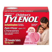 Tylenol Children's Pain + Fever Relief Chewables Bubble Gum - 24 Ct - Shop Home Med